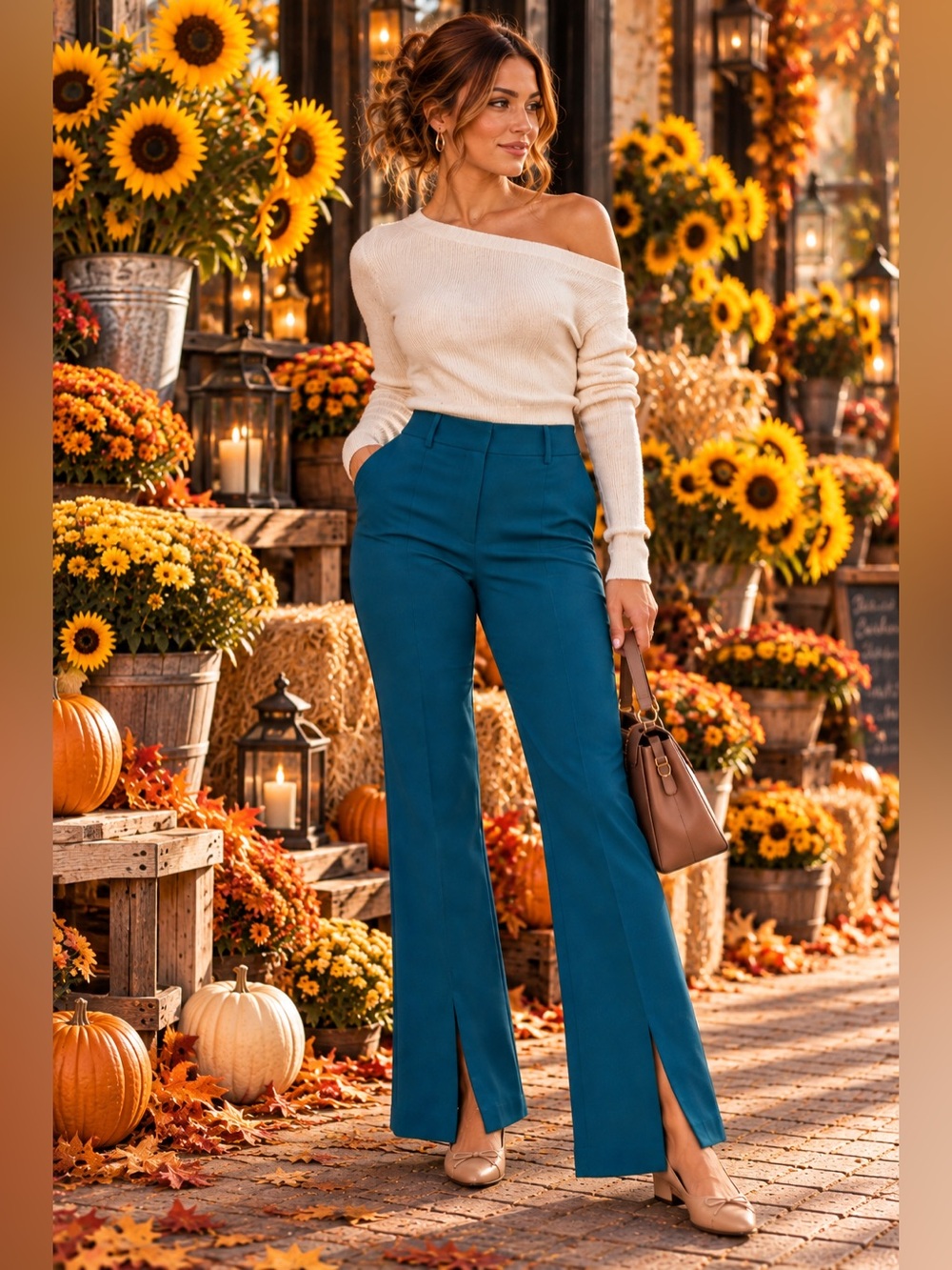 Nasty Gal Collection Teal Tailored Flare Trousers Pants US 6 Y2K Office Siren